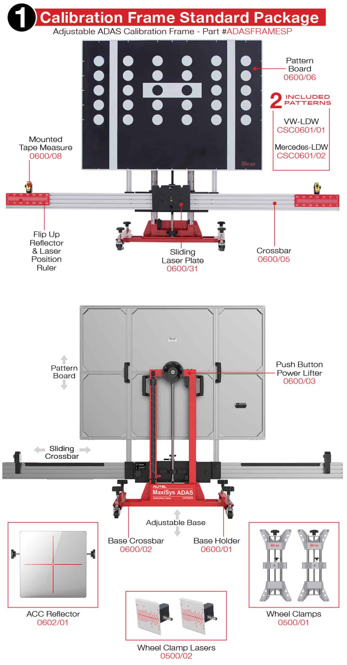 Easily calibrate advanced driver-assistance systems (ADAS) such as Lane Departure Warning (LDW), Forward Collision Warning (FCW), Adaptive Cruise Control (ACC), and more